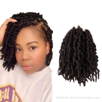 Wholesale 10inch Ombre Pre twisted Spring Braids Fluffy Short Curly Passion Twist Crochet Braiding Synthetic Hair Extensions